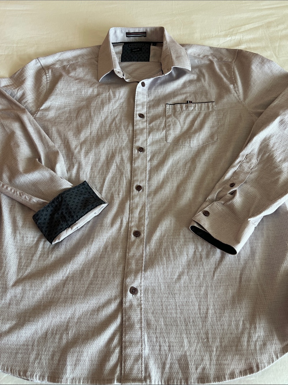 7 Diamonds Men's Light Gray Casual Button-Down Shirt